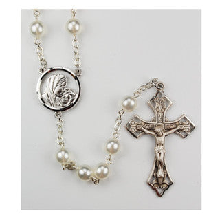 SS 7MM WHITE PEARL ROSARY