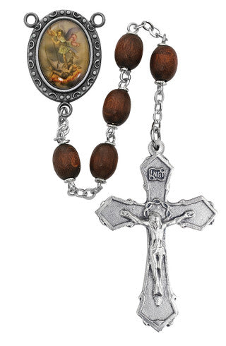 6X8MM BROWN ST MICHAEL ROSARY
