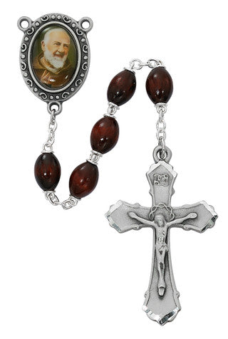 6X8MM BROWN ST PADRE PIO ROSARY