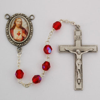 6MM RED SACRED HEART ROASARY