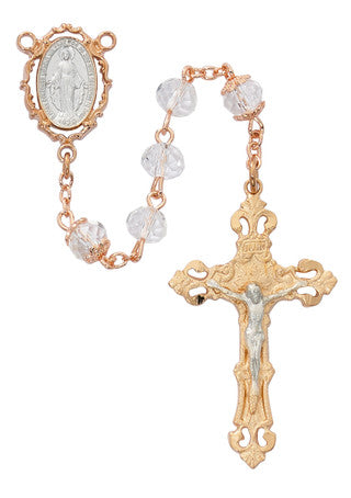 8MM ROSE GOLD CRYSTAL MIRACULOUS ROSARY