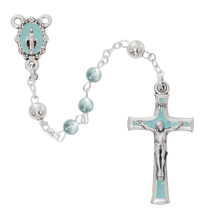 Blue Pearl Baby Rosary