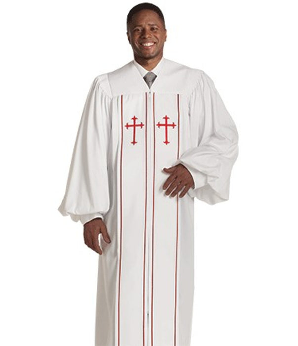 Men's Murphy "Cleric" White Pulpit Robe With Red Crosses