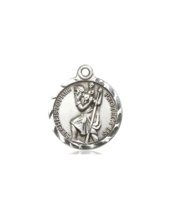 St. Christopher Round Sterling Silver Pendant