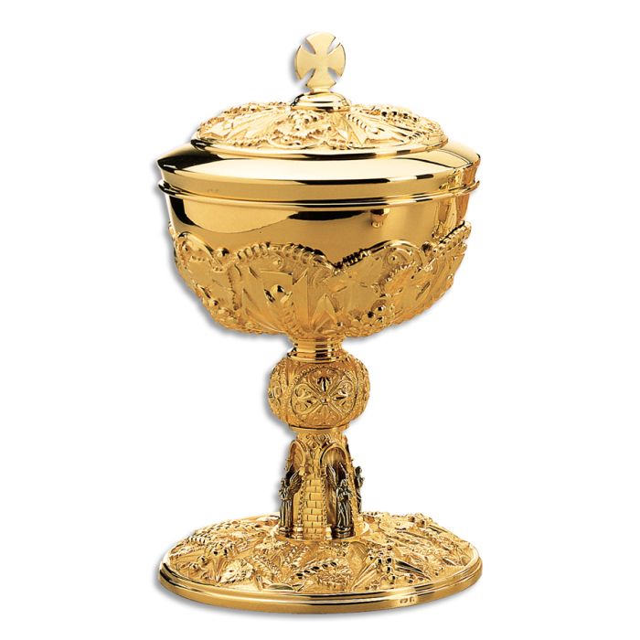 Florentine Grapes & Wheat Brass Gold-Plated Ciboria