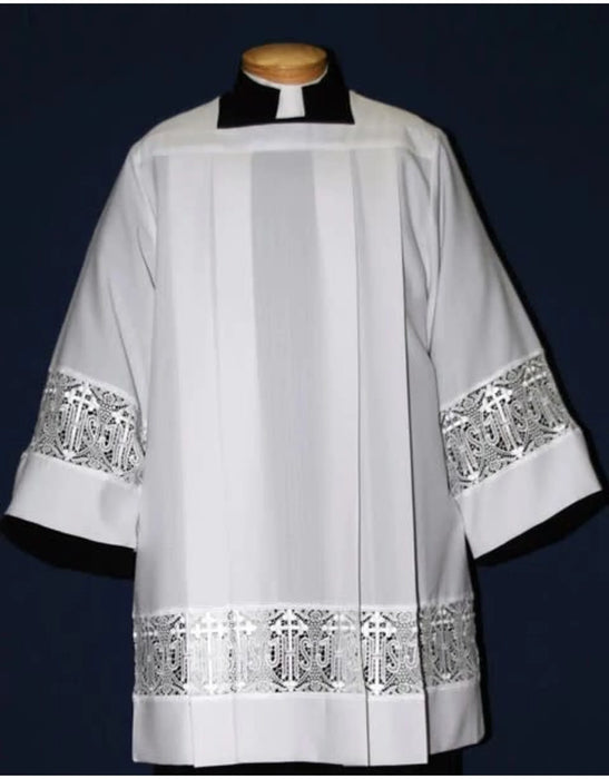 Poplin Surplice with Latin Cross and IHS Lace For Alb 4216