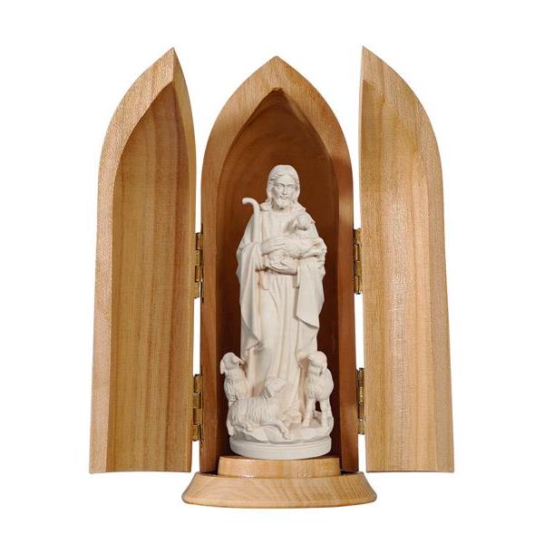Pema Jesus The Good Shepherd In Niche Wood Carved Statue