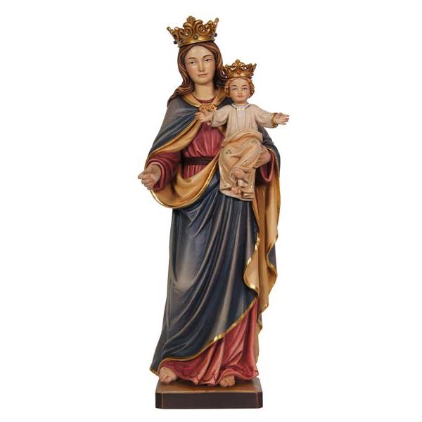 Madonna With Child And Crown Wood Carve Statue