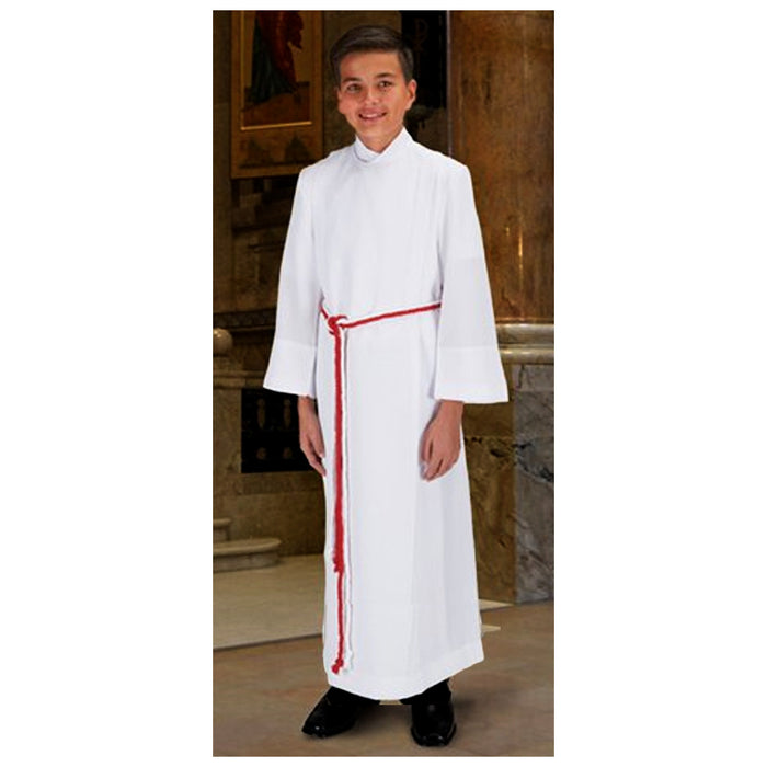 Altar Server Front Wrap Alb in Flax Poly Rayon Blend