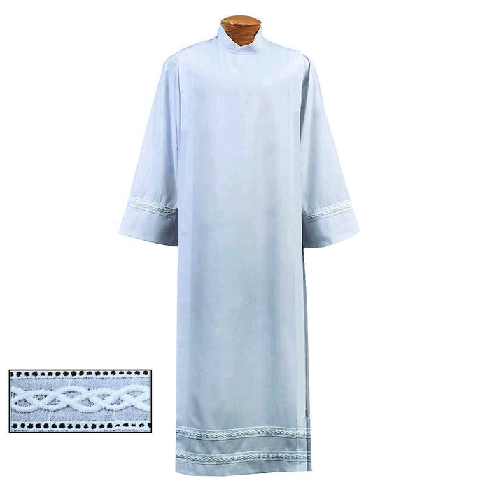 Tropical Poly-Wool Blend Alb with Embroidered Bands #4334