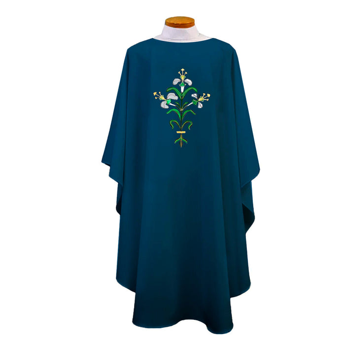 Linen-Weave Chasuble With Easter Lily Design