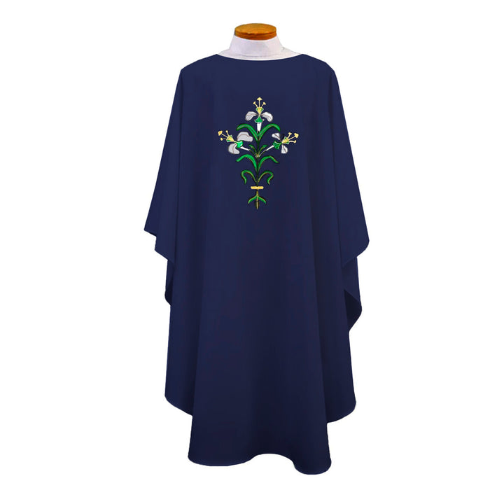 Linen-Weave Chasuble With Easter Lily Design