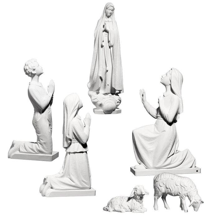 Demetz Our Lady of Fatima With Three Children & Two Sheep Statues