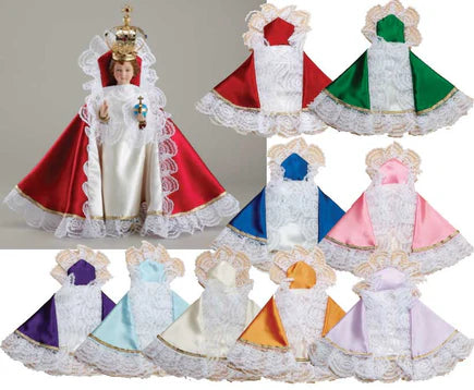 Infant of Prague Statue with Dress & Filigree Crown