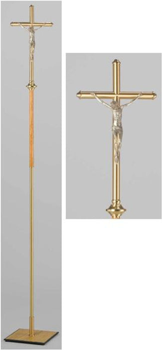 Processional Crucifix with Light Oak Wood Shaft
