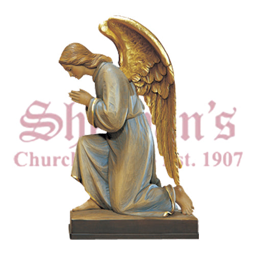 Wood Carved Kneeling Angel Facing Left