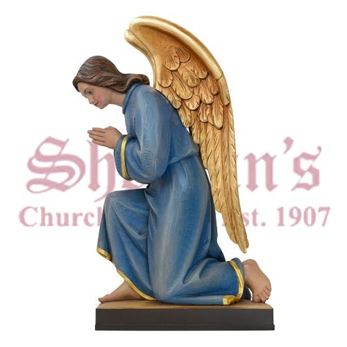 Wood Carved Kneeling Angel Facing Left
