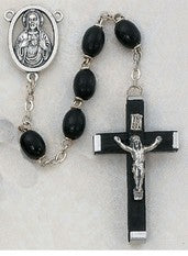 6X8 Black Wood Rosary with Wood Crucifix