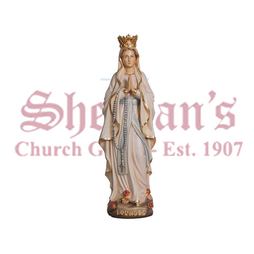 Madonna Lourdes With Crown Wood Carve Statue