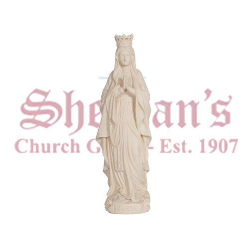 Madonna Lourdes With Crown Wood Carve Statue