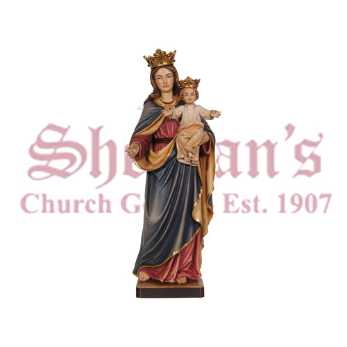 Madonna With Child And Crown Wood Carve Statue