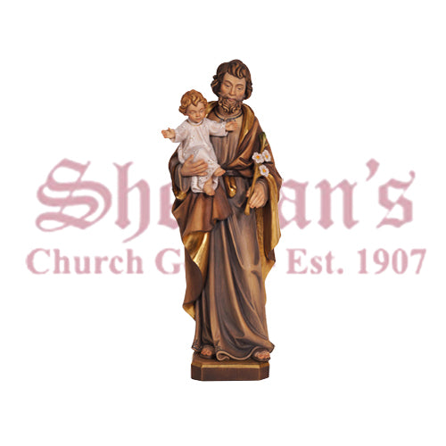 St. Joseph With The Child Wood Carve Statue