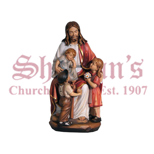 Jesus With The Children Wood Carve Statue