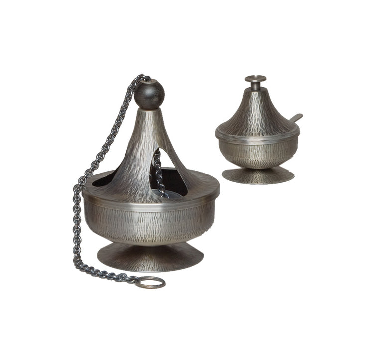 Censer and Boat in Oxidized Silver