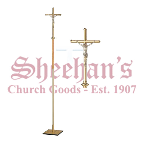 Processional Crucifix with Light Oak Wood Shaft