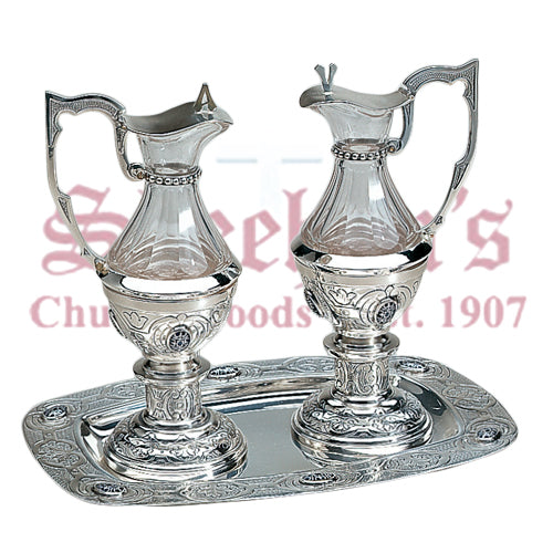 Plateresque Brass silverplated Cruets set
