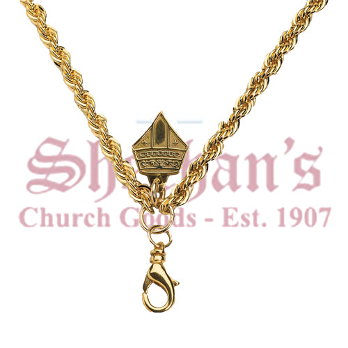 French Robe Style Brass Chain - Gold Plated with Mitre Hook 48"