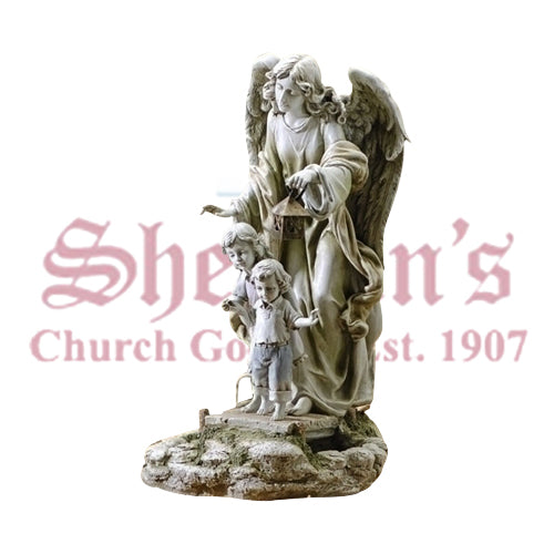 Guardian Angel With Children Solar Powered Outdoor Statue