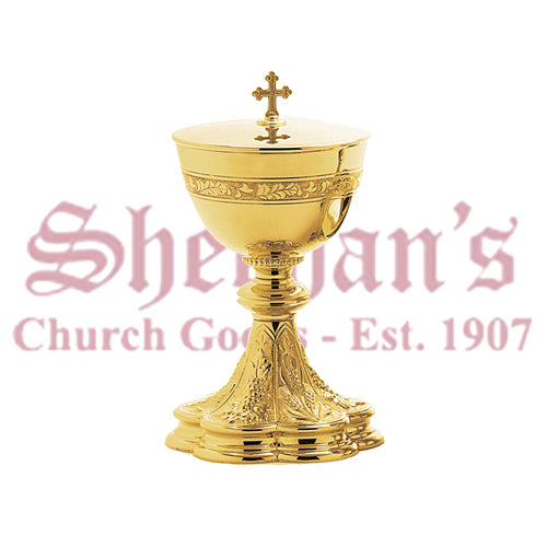 Chalice and Scale Paten With Deep Relief Grape & Wheat Motif