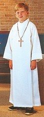 Altar Server Front Wrap Alb in Flax Poly Rayon Blend