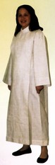 Altar Server Front Wrap Alb in Flax Poly Rayon Blend