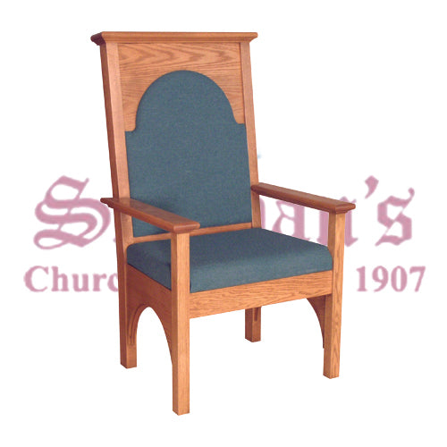 Solid Oak Celebrant Chair with Upholstered Seat and Back