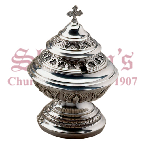 Copper Gothic Filigree Open Censer, Boat and Spoon