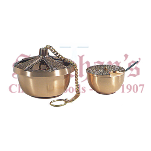 Combined Textured - Satin Bronze Finish Censer and Boat