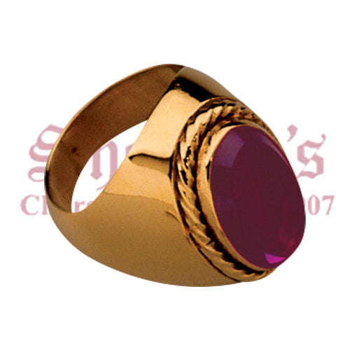Bishop's Ring With Oval Amethyst and Rope Border