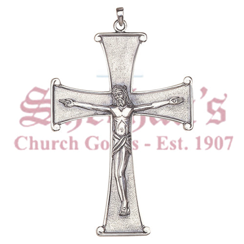 Sterling Silver Pectoral Cross with Beaded Ends