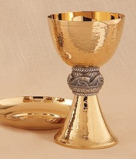 Hammered Textured Chalice with Fish Motifs