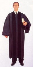 Black Pulpit Robe with Black Velveteen Panels
