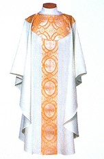 Concelebrant Chasuble with Gold and White Satin Brocade