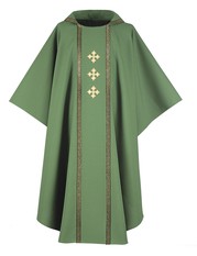 Chasuble with Galloon Trim and Three Gold Crosses