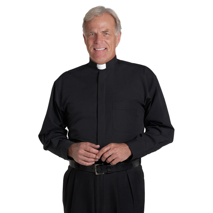 SM-104 Black Long Sleeve Clergy Shirt