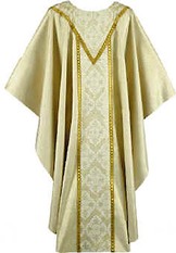 Gold Albani Chasuble with Gold Pamir Orphreys and Double Pointed Yoke
