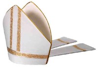 White Mitre with Gold Galloon Trim
