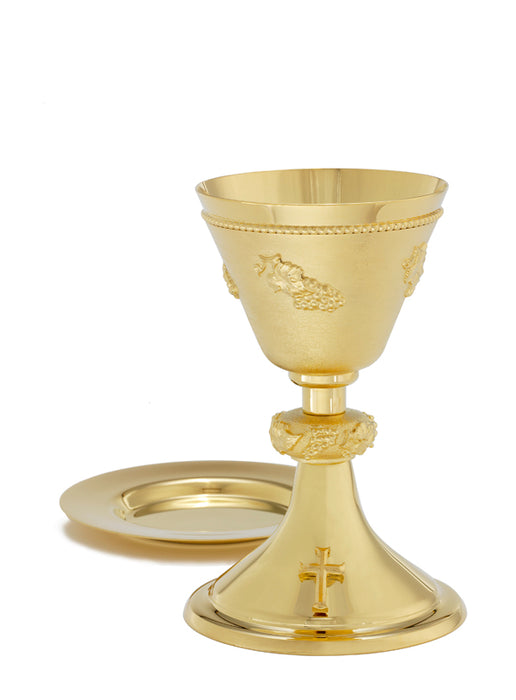 Chalice and Well Paten with Grape and Leaf Design