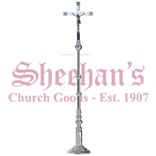 Silver plated brass processional crucifix