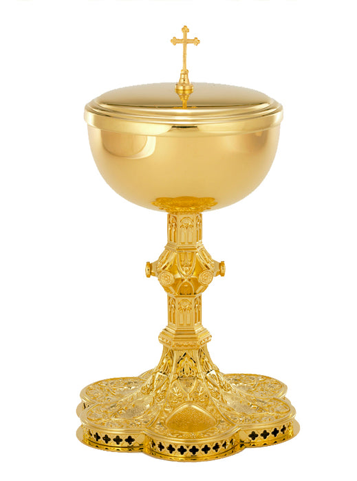 Gold Plated Gothic Chalice with Well Paten